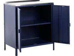 Best Beliani Set cucina da esterno 3 elementi con lavello VILAMA Metallo Blu Blu Argento