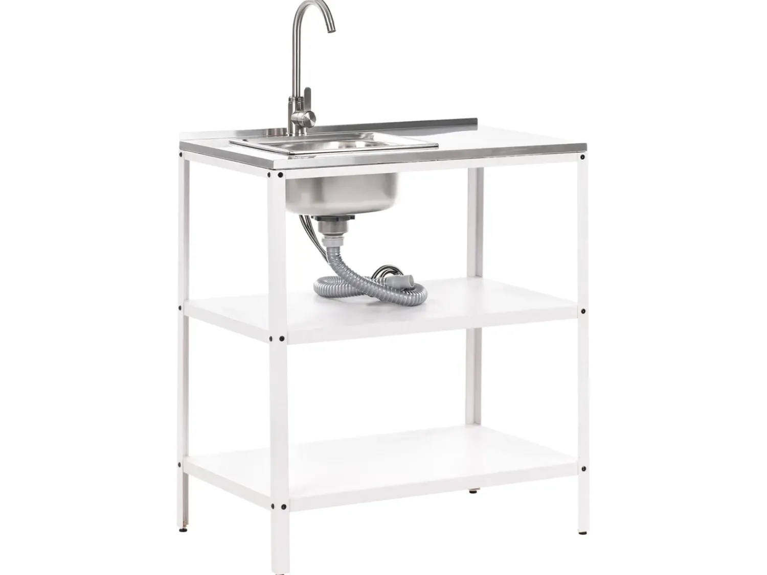 Sale Beliani Set cucina da esterno 4 elementi con lavello VILAMA Metallo Bianco Bianco Argento