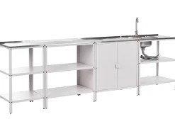Sale Beliani Set cucina da esterno 4 elementi con lavello VILAMA Metallo Bianco Bianco Argento