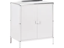 Sale Beliani Set cucina da esterno 4 elementi con lavello VILAMA Metallo Bianco Bianco Argento