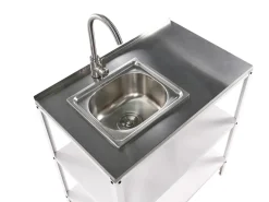 Sale Beliani Set cucina da esterno 4 elementi con lavello VILAMA Metallo Bianco Bianco Argento
