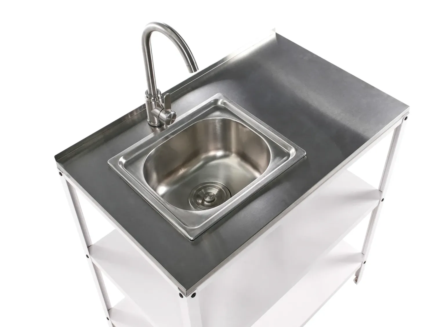 Sale Beliani Set cucina da esterno 4 elementi con lavello VILAMA Metallo Bianco Bianco Argento