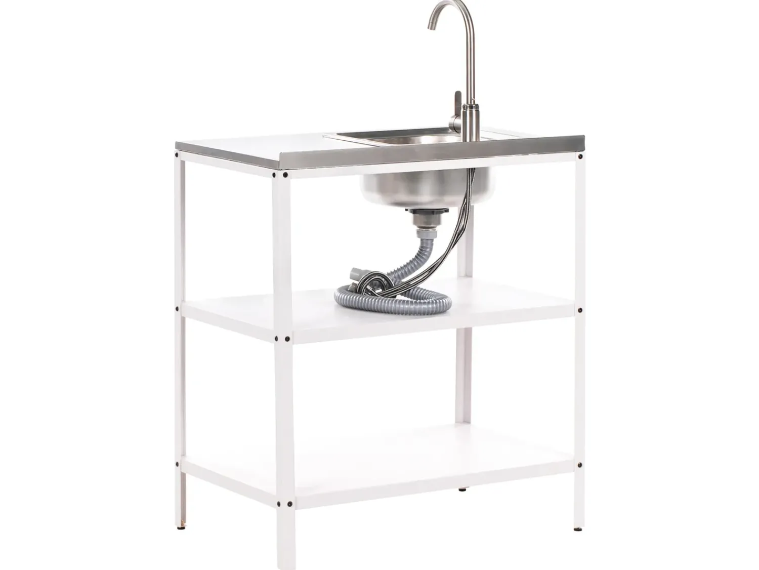 Sale Beliani Set cucina da esterno 4 elementi con lavello VILAMA Metallo Bianco Bianco Argento