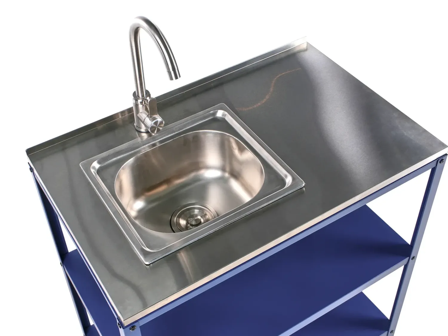 New Beliani Set cucina da esterno 4 elementi con lavello VILAMA Metallo Blu Blu Argento