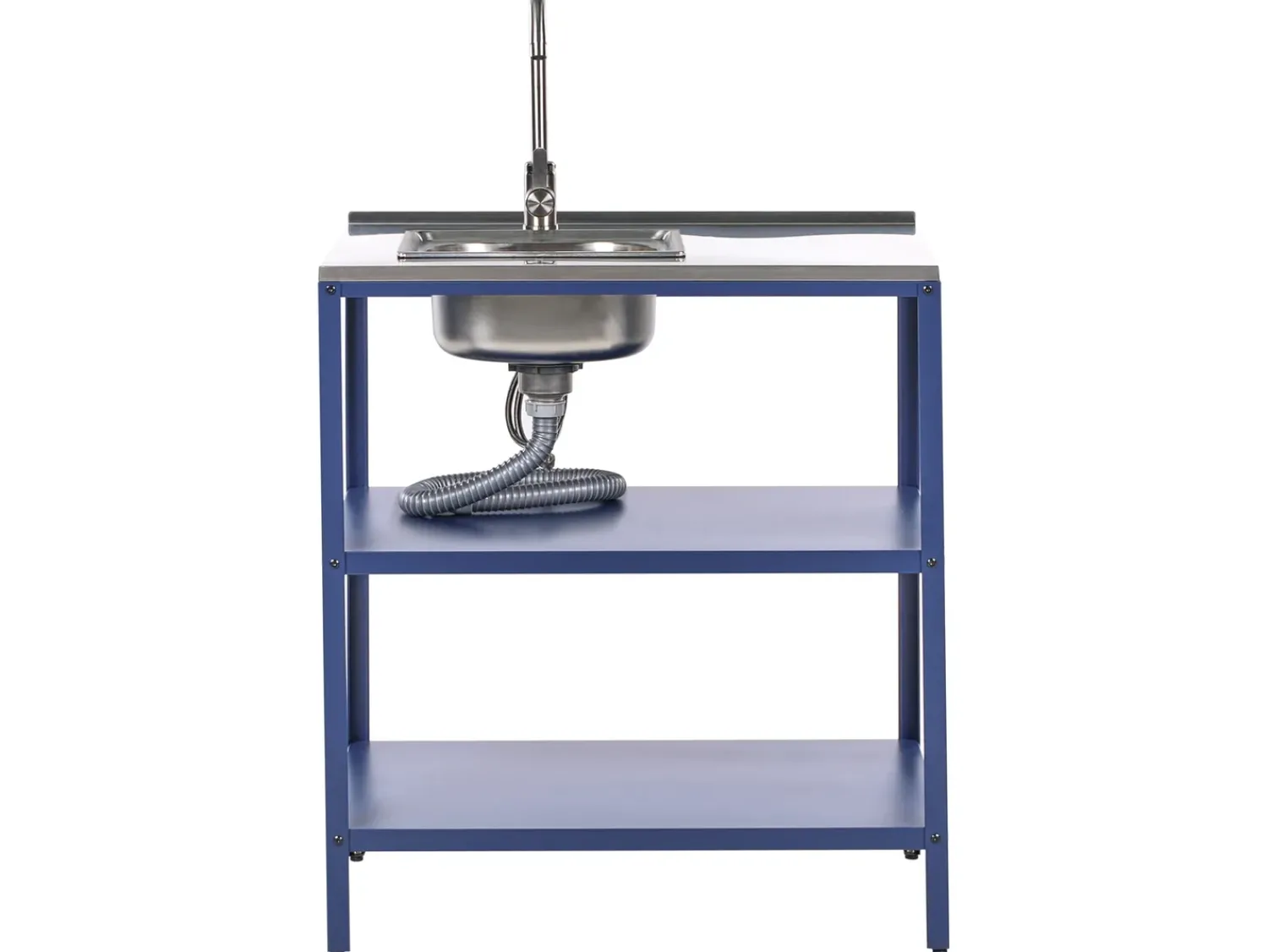New Beliani Set cucina da esterno 4 elementi con lavello VILAMA Metallo Blu Blu Argento