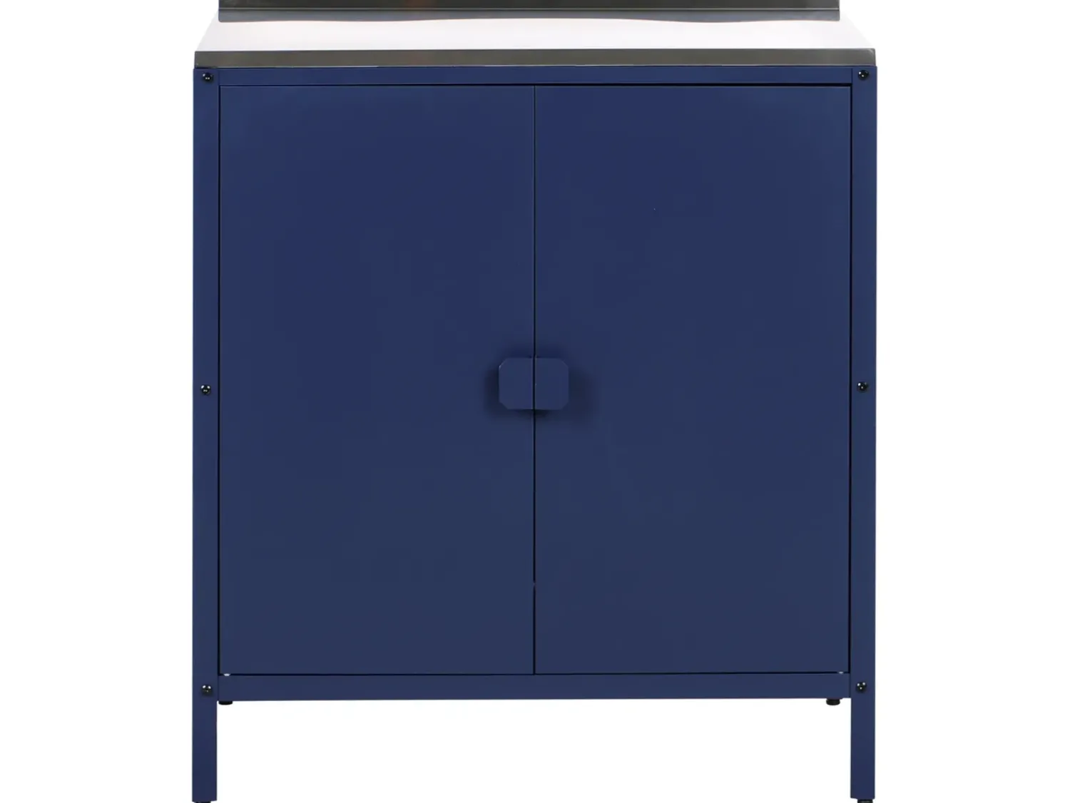 New Beliani Set cucina da esterno 4 elementi con lavello VILAMA Metallo Blu Blu Argento