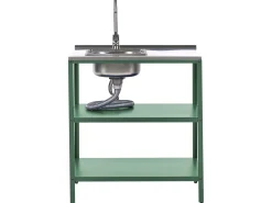 Discount Beliani Set cucina da esterno 4 elementi con lavello VILAMA Metallo Verde Verde Argento