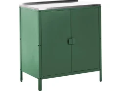Discount Beliani Set cucina da esterno 4 elementi con lavello VILAMA Metallo Verde Verde Argento