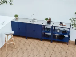 Best Beliani Set cucina da esterno 4 elementi con lavello VILAMA Metallo Blu Blu Argento