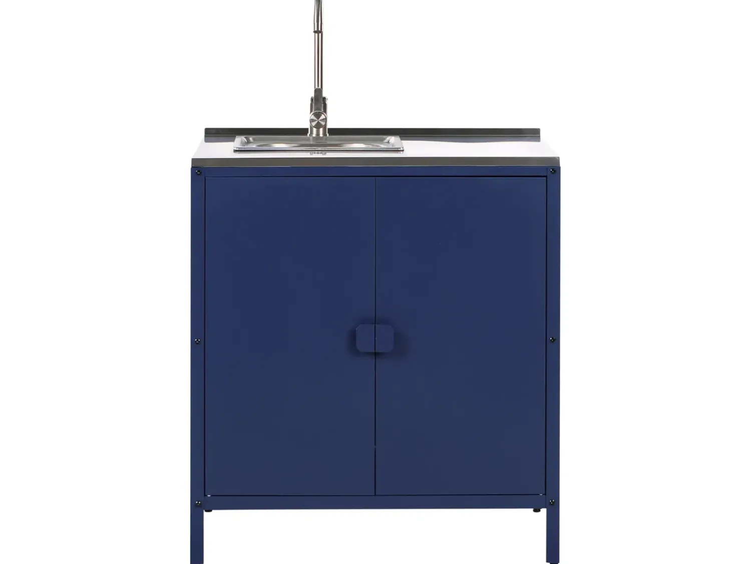 Best Beliani Set cucina da esterno 4 elementi con lavello VILAMA Metallo Blu Blu Argento