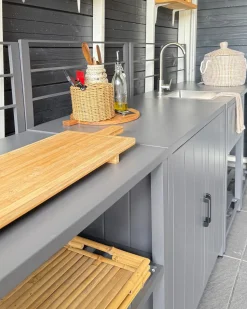 Discount Beliani Set cucina da esterno 4 elementi con lavello VIGGIANO Metallo Grigio
