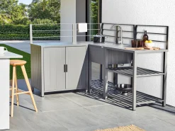 Discount Beliani Set cucina da esterno 4 elementi con lavello VIGGIANO Metallo Grigio