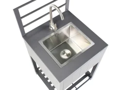 Discount Beliani Set cucina da esterno 4 elementi con lavello VIGGIANO Metallo Grigio