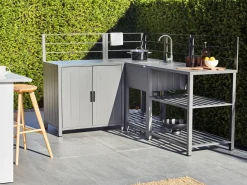Discount Beliani Set cucina da esterno 4 elementi con lavello VIGGIANO Metallo Grigio