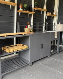 Discount Beliani Set cucina da esterno 4 elementi con lavello VIGGIANO Metallo Grigio