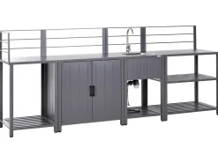 Discount Beliani Set cucina da esterno 4 elementi con lavello VIGGIANO Metallo Grigio