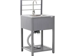 Discount Beliani Set cucina da esterno 4 elementi con lavello VIGGIANO Metallo Grigio