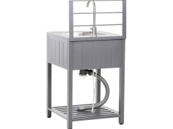 Discount Beliani Set cucina da esterno 4 elementi con lavello VIGGIANO Metallo Grigio