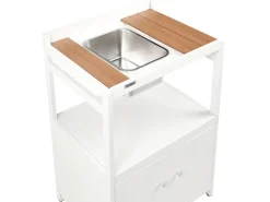 Sale Beliani Set cucina da esterno 3 elementi con lavello ORTISEI Metallo Bianco Bianco Marrone