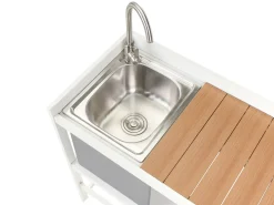 Sale Beliani Set cucina da esterno 3 elementi con lavello ORTISEI Metallo Bianco Bianco Marrone