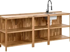 Best Beliani VENOSA Legno d'acacia Marrone/Nero Marrone Argento Nero