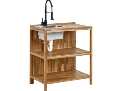 Best Beliani VENOSA Legno d'acacia Marrone/Nero Marrone Argento Nero