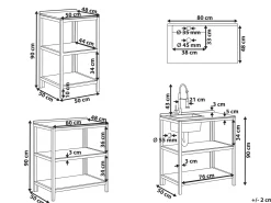 Discount Beliani Set cucina da esterno 3 elementi con lavello VENOSA Legno d'acacia Marrone/Argento Marrone Argento