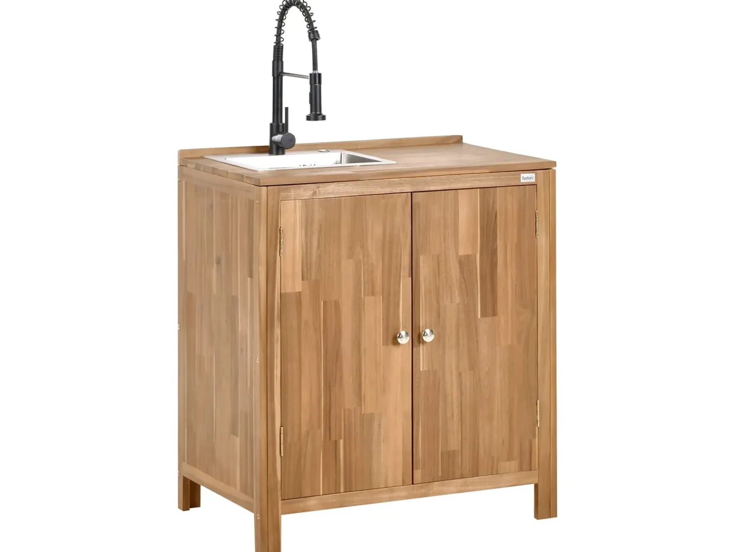 Hot Beliani VENOSA Legno d'acacia Marrone/Nero Marrone Argento Nero