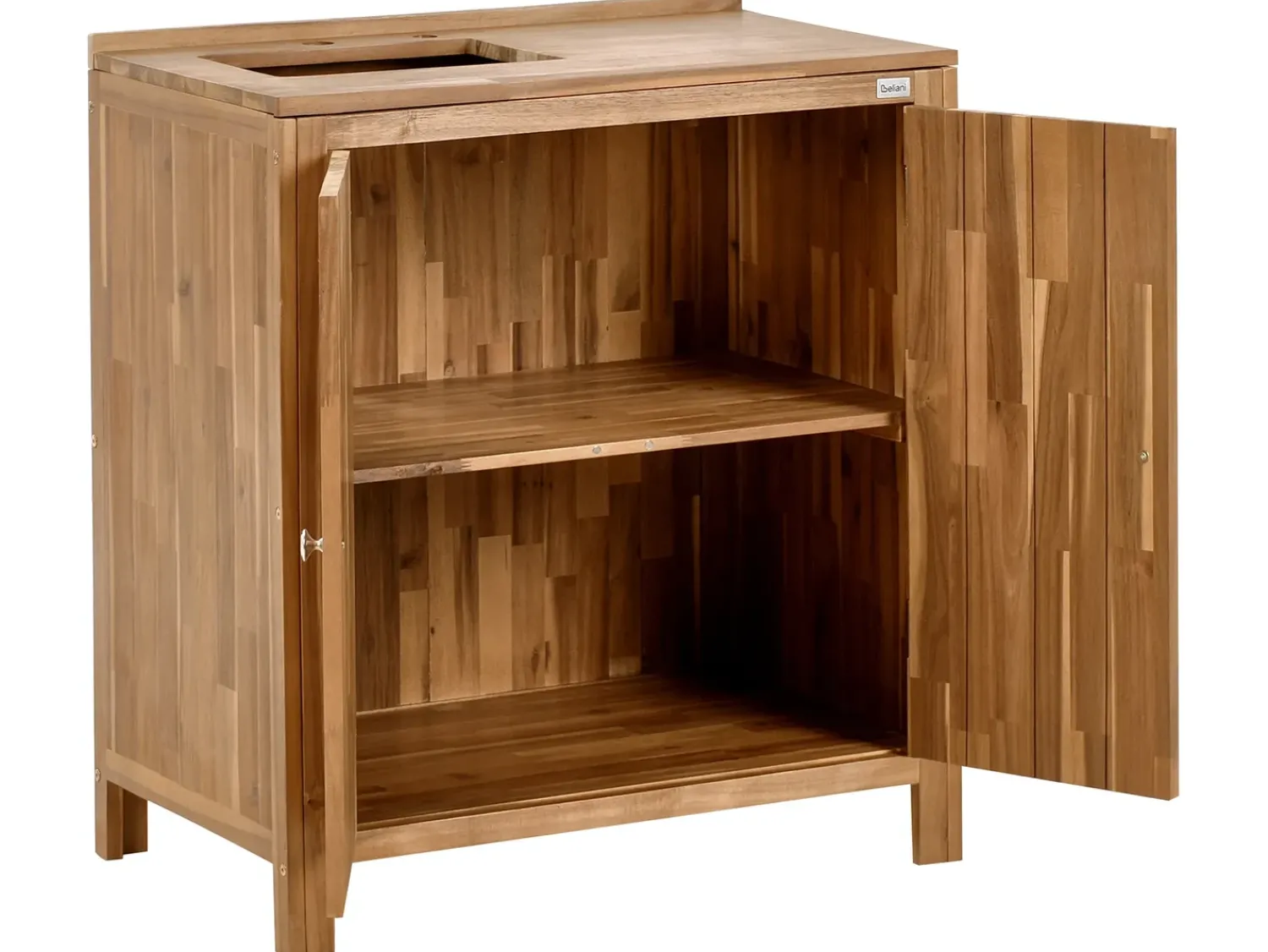 Hot Beliani VENOSA Legno d'acacia Marrone/Nero Marrone Argento Nero