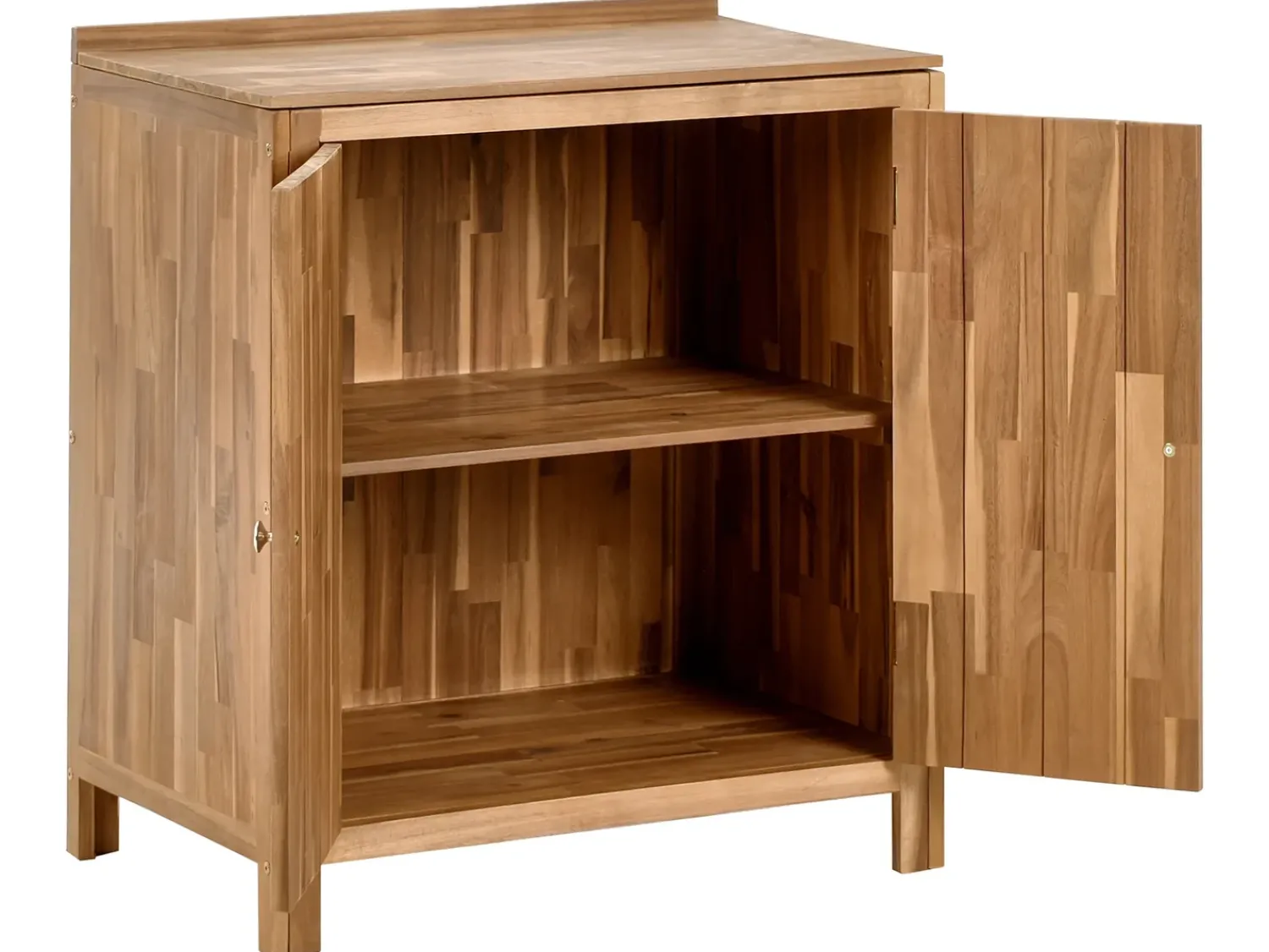 Hot Beliani VENOSA Legno d'acacia Marrone/Nero Marrone Argento Nero