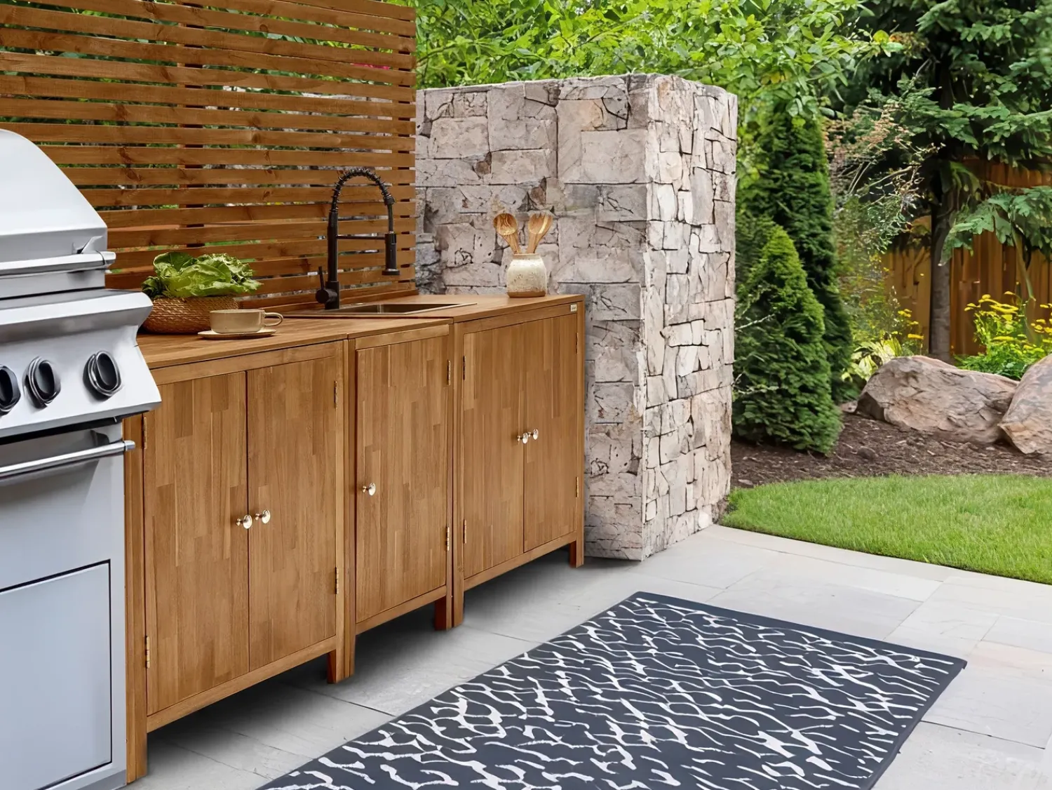 Hot Beliani VENOSA Legno d'acacia Marrone/Nero Marrone Argento Nero