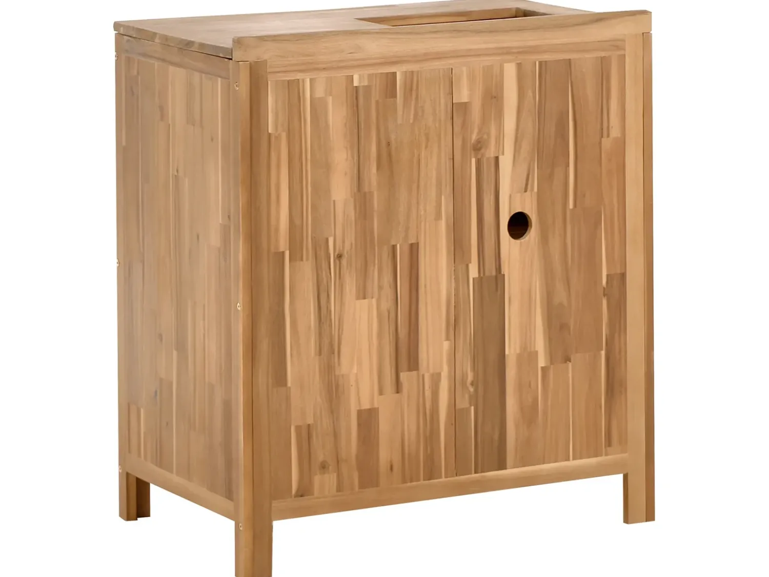 Hot Beliani VENOSA Legno d'acacia Marrone/Nero Marrone Argento Nero