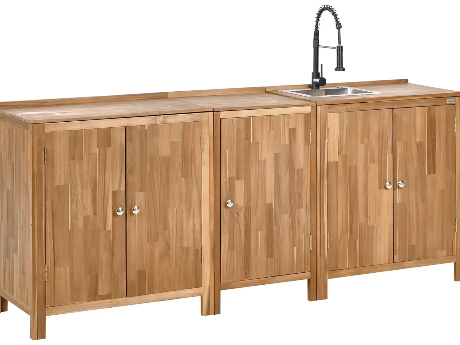 Hot Beliani VENOSA Legno d'acacia Marrone/Nero Marrone Argento Nero