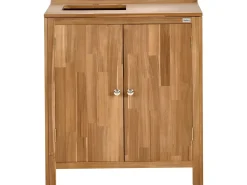 Hot Beliani Set cucina da esterno 3 elementi con lavello VENOSA Legno d'acacia Marrone/Argento Marrone Argento