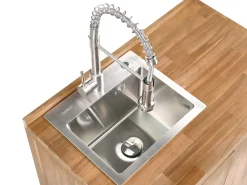 Hot Beliani Set cucina da esterno 3 elementi con lavello VENOSA Legno d'acacia Marrone/Argento Marrone Argento