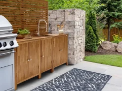 Hot Beliani Set cucina da esterno 3 elementi con lavello VENOSA Legno d'acacia Marrone/Argento Marrone Argento