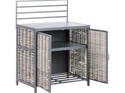 Best Beliani Set cucina da esterno 4 elementi con lavello MIRADOR Rattan sintetico (PE) Grigio Beige Grigio
