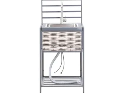 Best Beliani Set cucina da esterno 4 elementi con lavello MIRADOR Rattan sintetico (PE) Grigio Beige Grigio