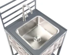 Best Beliani Set cucina da esterno 4 elementi con lavello MIRADOR Rattan sintetico (PE) Grigio Beige Grigio