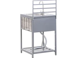 Best Beliani Set cucina da esterno 4 elementi con lavello MIRADOR Rattan sintetico (PE) Grigio Beige Grigio