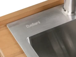 Hot Beliani Set cucina da esterno elementi con lavello IVREA Legno di acacia certificato Marrone/Argento Marrone Argento Grigio