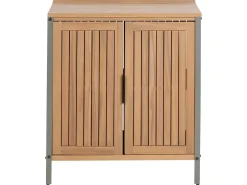 Hot Beliani Set cucina da esterno elementi con lavello IVREA Legno di acacia certificato Marrone/Argento Marrone Argento Grigio