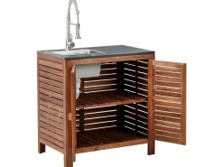 New Beliani BRUCOLI Legno d'acacia Marrone/Argento Marrone Argento Grigio
