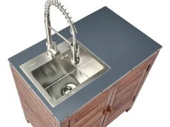 New Beliani BRUCOLI Legno d'acacia Marrone/Argento Marrone Argento Grigio