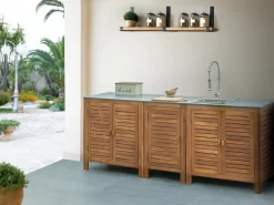 New Beliani BRUCOLI Legno d'acacia Marrone/Argento Marrone Argento Grigio