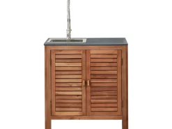 New Beliani BRUCOLI Legno d'acacia Marrone/Argento Marrone Argento Grigio