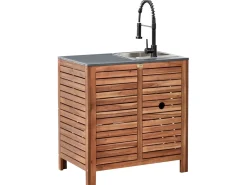 Hot Beliani BRUCOLI Legno d'acacia Marrone/Nero Marrone Argento Grigio Nero