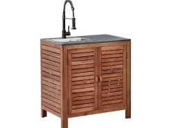 Hot Beliani BRUCOLI Legno d'acacia Marrone/Nero Marrone Argento Grigio Nero