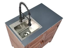Hot Beliani BRUCOLI Legno d'acacia Marrone/Nero Marrone Argento Grigio Nero