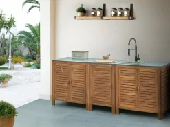 Hot Beliani BRUCOLI Legno d'acacia Marrone/Nero Marrone Argento Grigio Nero
